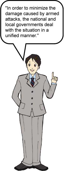 “In order to minimize the damage caused by armed attacks, the national and local governments deal with the situation in a unified manner.”