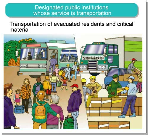 Designated public institutions whose service is transportation - Transportation of evacuated residents and critical material