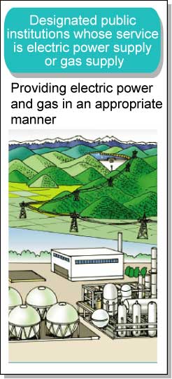 Designated public institutions whose service is electric power supply or gas supply - Providing electric power and gas in an appropriate manner